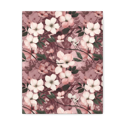 Sparse Dogwood Blossoms - Elegant Floral Design - Wall Art Canvas - Pattern Symphony