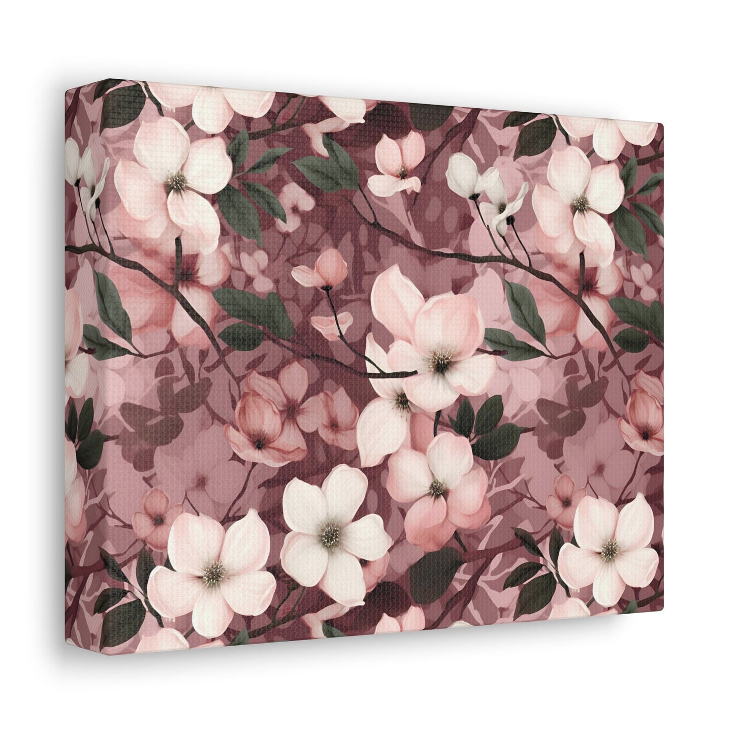 Sparse Dogwood Blossoms - Elegant Floral Design - Wall Art Canvas - Pattern Symphony