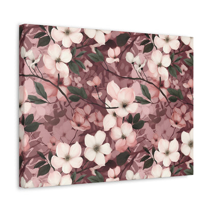 Sparse Dogwood Blossoms - Elegant Floral Design - Wall Art Canvas - Pattern Symphony