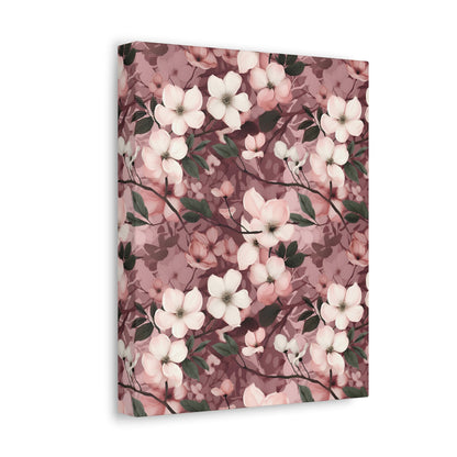 Sparse Dogwood Blossoms - Elegant Floral Design - Wall Art Canvas - Pattern Symphony