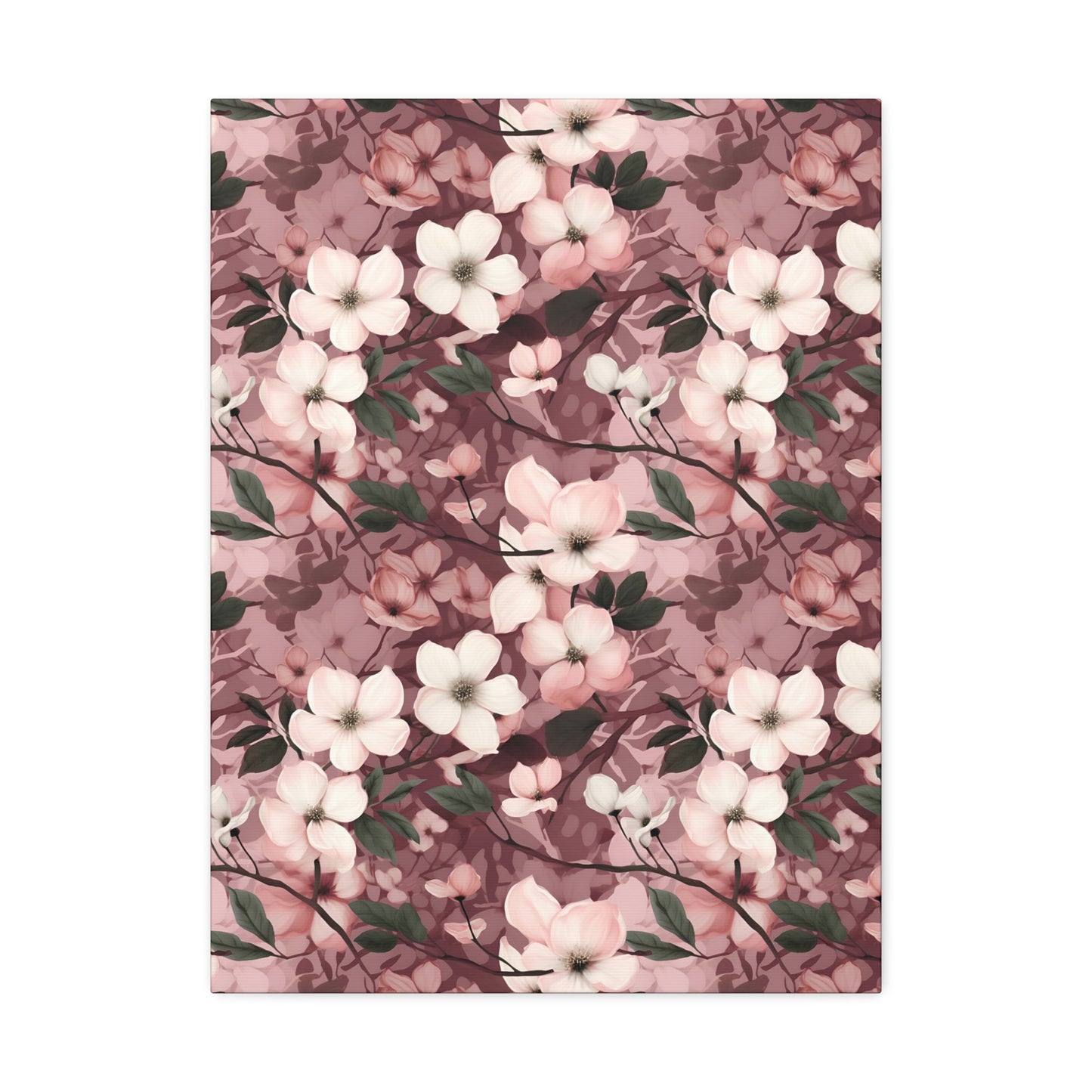 Sparse Dogwood Blossoms - Elegant Floral Design - Wall Art Canvas - Pattern Symphony