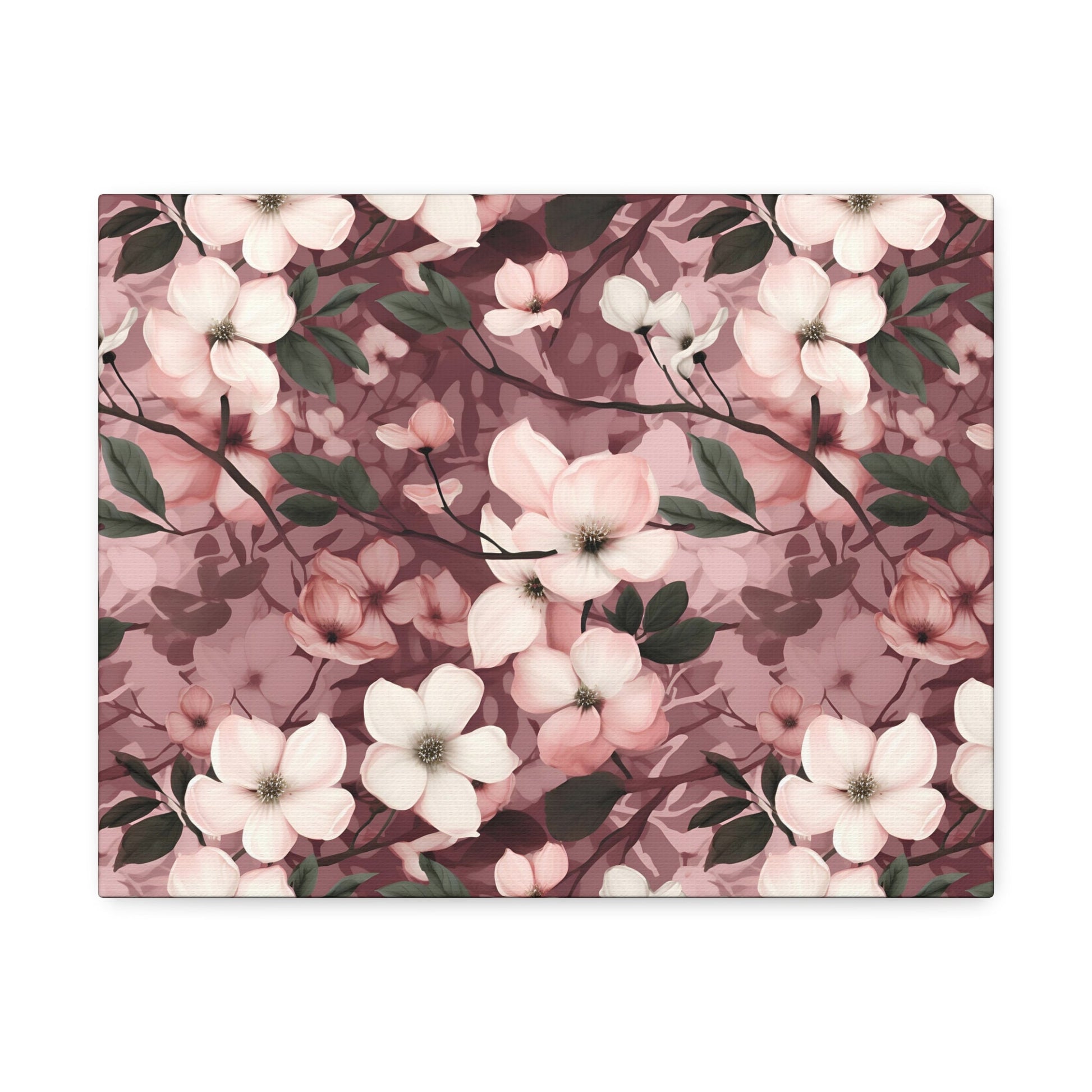 Sparse Dogwood Blossoms - Elegant Floral Design - Wall Art Canvas - Pattern Symphony