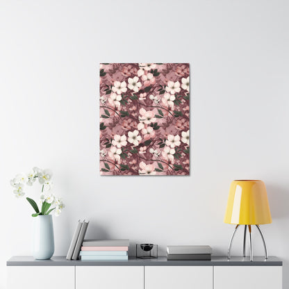 Sparse Dogwood Blossoms - Elegant Floral Design - Wall Art Canvas - Pattern Symphony