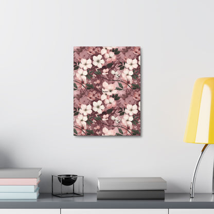 Sparse Dogwood Blossoms - Elegant Floral Design - Wall Art Canvas - Pattern Symphony