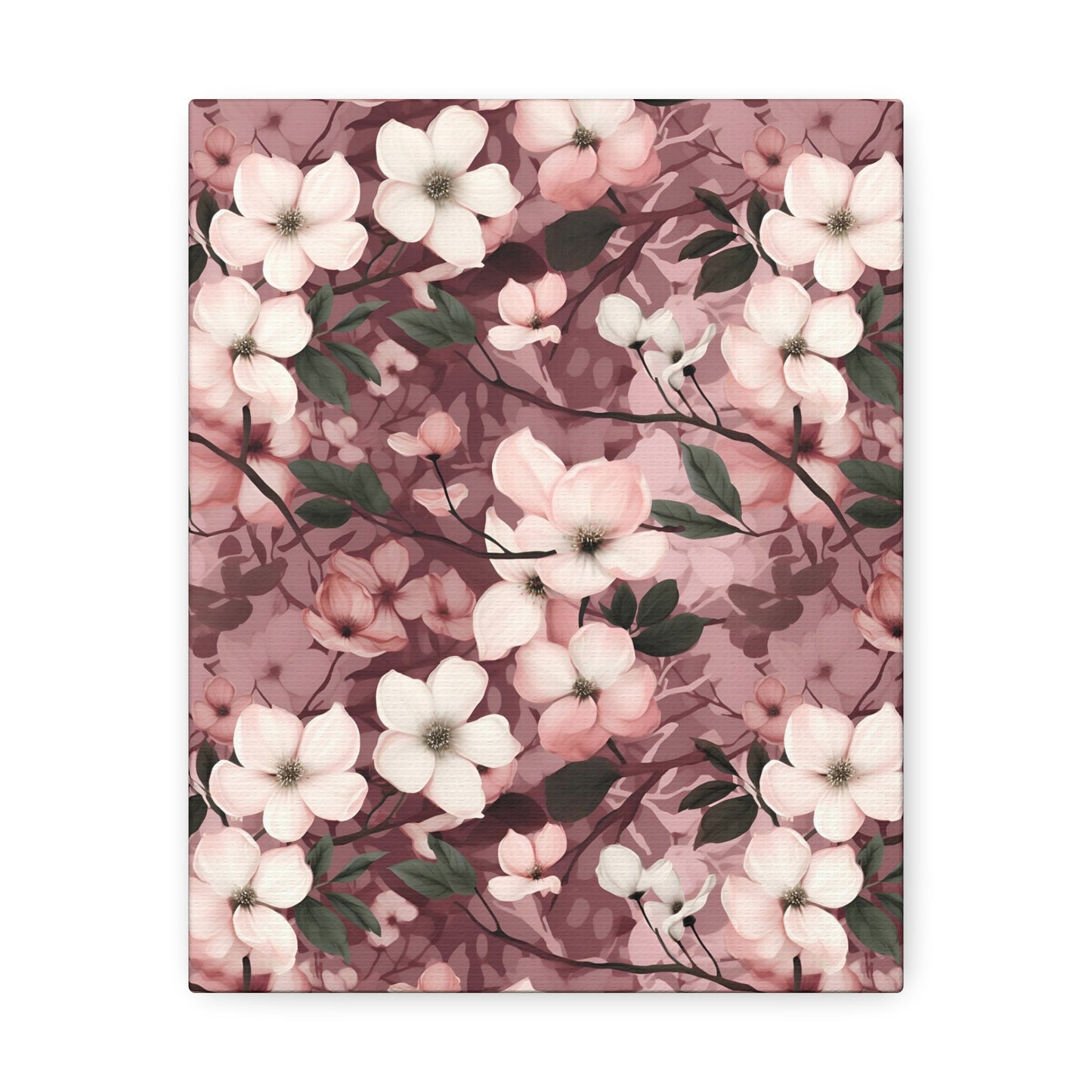 Sparse Dogwood Blossoms - Elegant Floral Design - Wall Art Canvas - Pattern Symphony