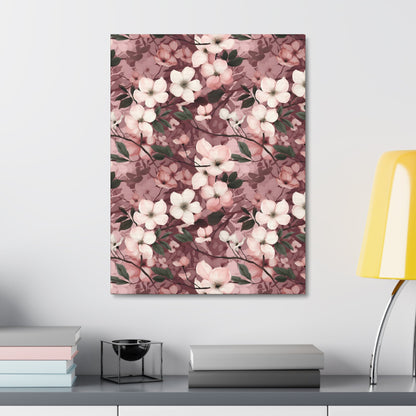 Sparse Dogwood Blossoms - Elegant Floral Design - Wall Art Canvas - Pattern Symphony