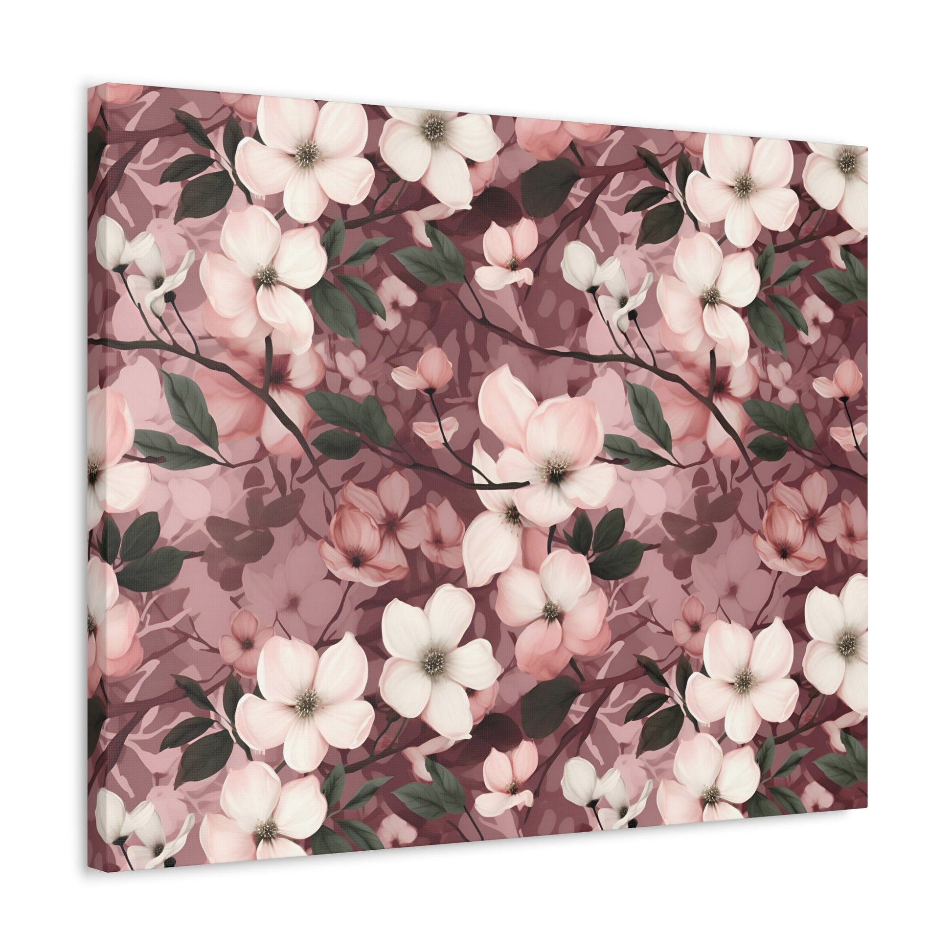 Sparse Dogwood Blossoms - Elegant Floral Design - Wall Art Canvas - Pattern Symphony