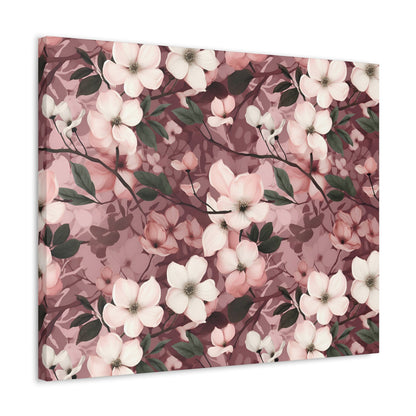 Sparse Dogwood Blossoms - Elegant Floral Design - Wall Art Canvas - Pattern Symphony