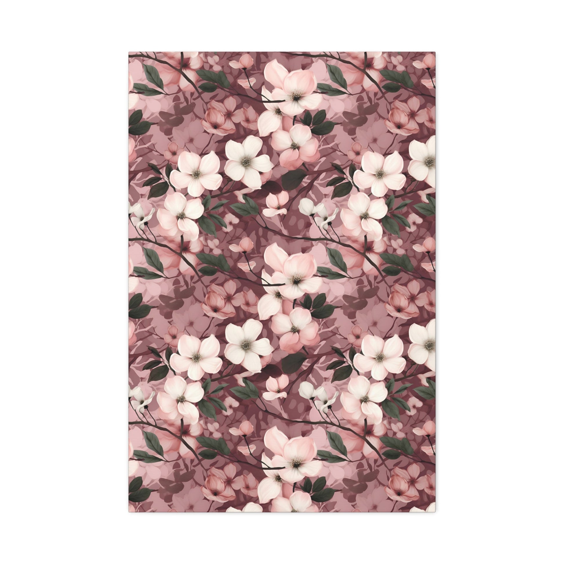 Sparse Dogwood Blossoms - Elegant Floral Design - Wall Art Canvas - Pattern Symphony