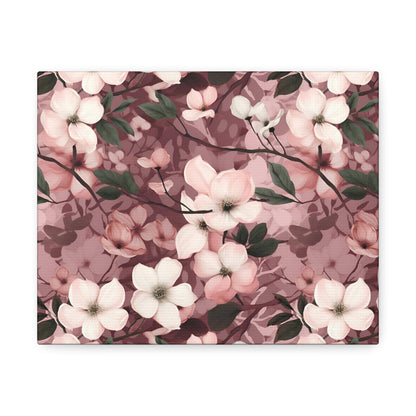 Sparse Dogwood Blossoms - Elegant Floral Design - Wall Art Canvas - Pattern Symphony