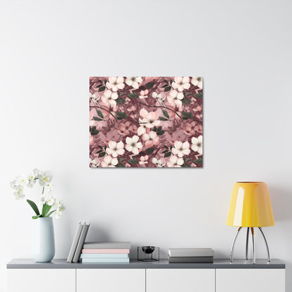 Sparse Dogwood Blossoms - Elegant Floral Design - Wall Art Canvas - Pattern Symphony