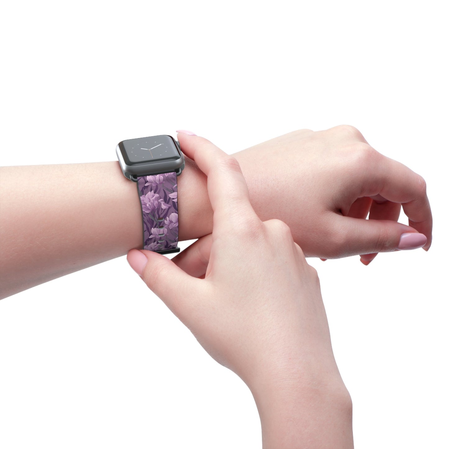 Springtime Violet Harmony - Delicate Purple Blooms Design - Apple Watch Strap - Pattern Symphony