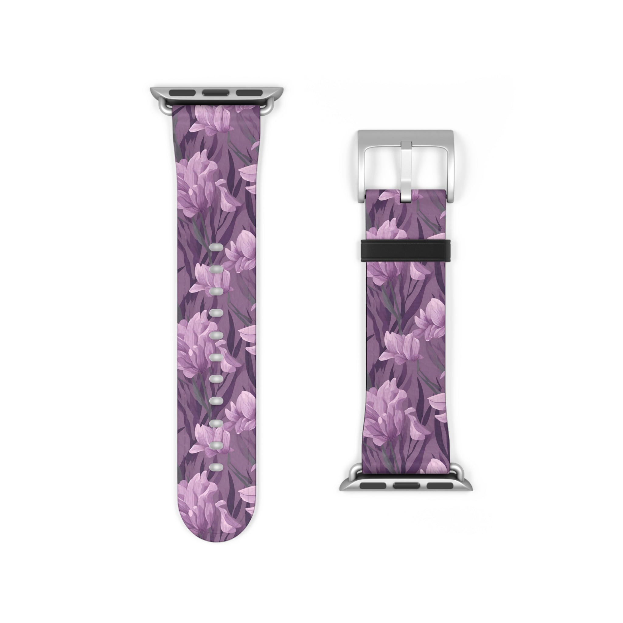 Springtime Violet Harmony - Delicate Purple Blooms Design - Apple Watch Strap - Pattern Symphony