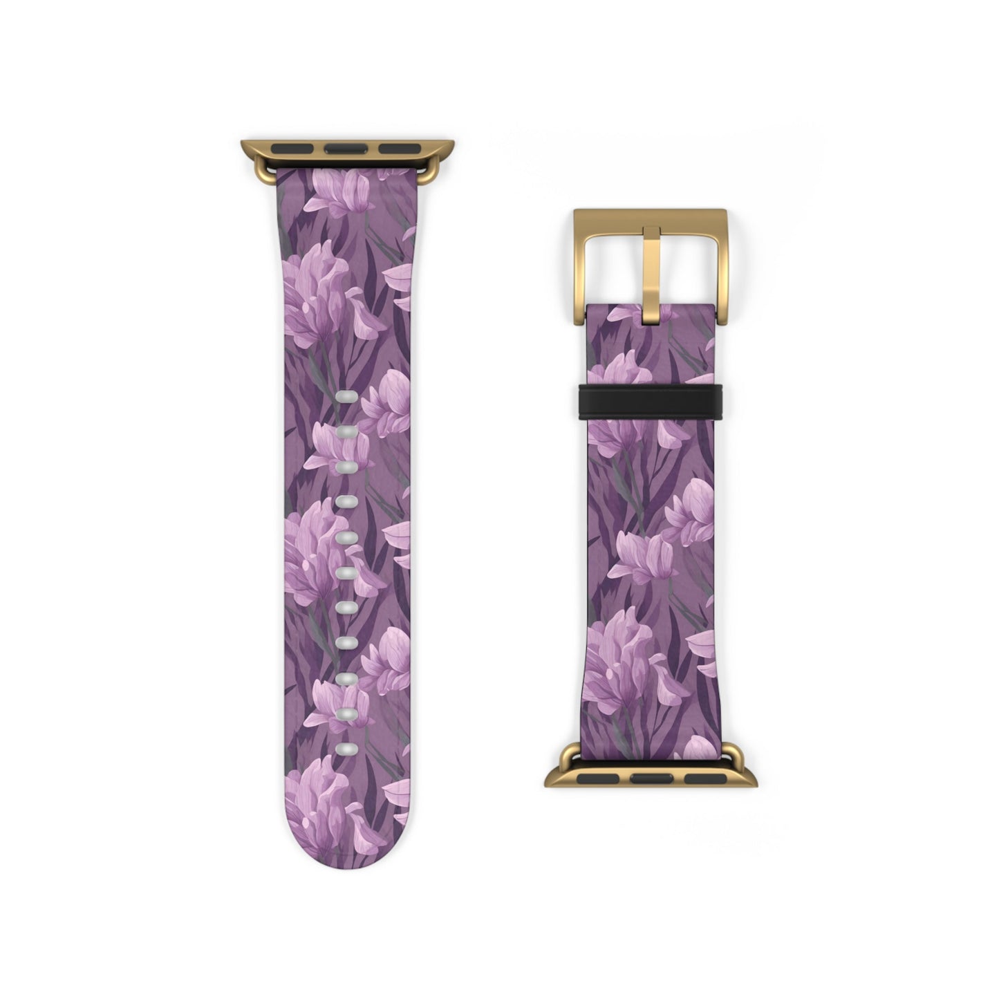 Springtime Violet Harmony - Delicate Purple Blooms Design - Apple Watch Strap - Pattern Symphony