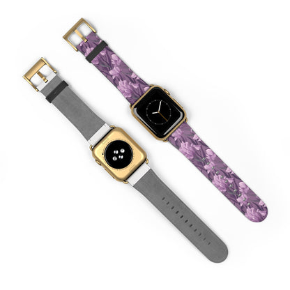 Springtime Violet Harmony - Delicate Purple Blooms Design - Apple Watch Strap - Pattern Symphony