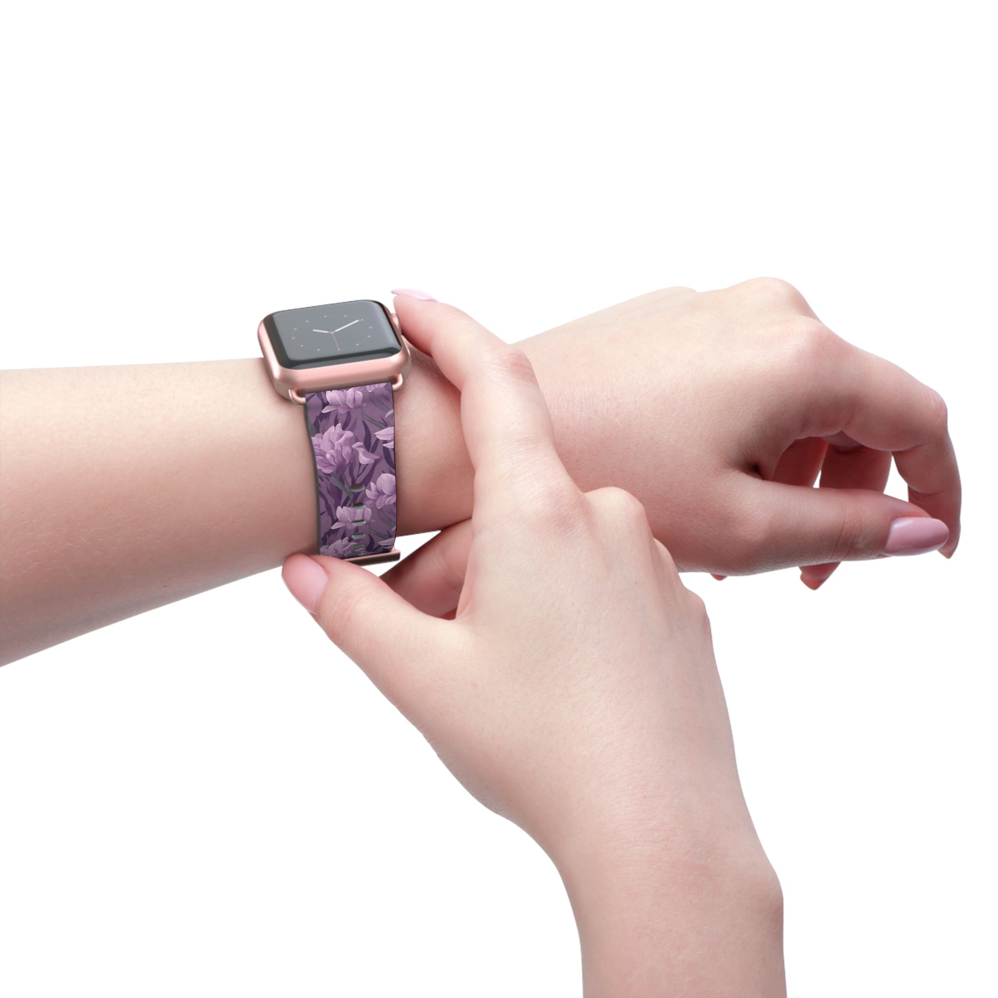 Springtime Violet Harmony - Delicate Purple Blooms Design - Apple Watch Strap - Pattern Symphony