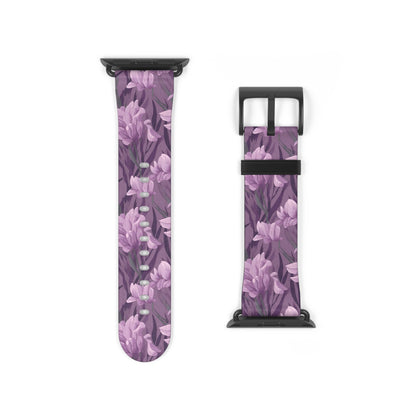 Springtime Violet Harmony - Delicate Purple Blooms Design - Apple Watch Strap - Pattern Symphony