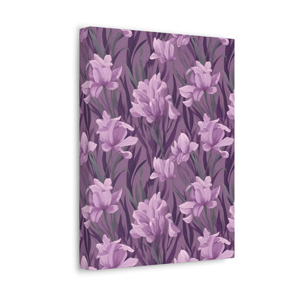 Springtime Violet Harmony - Delicate Purple Blooms Design Canvas Wall Art - Pattern Symphony