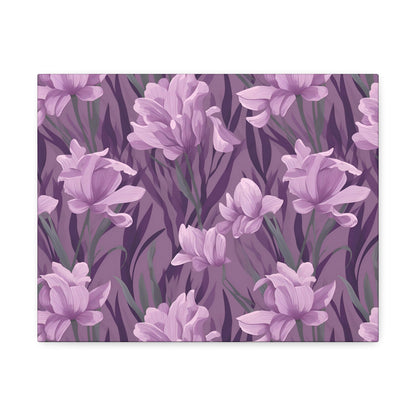 Springtime Violet Harmony - Delicate Purple Blooms Design Canvas Wall Art - Pattern Symphony