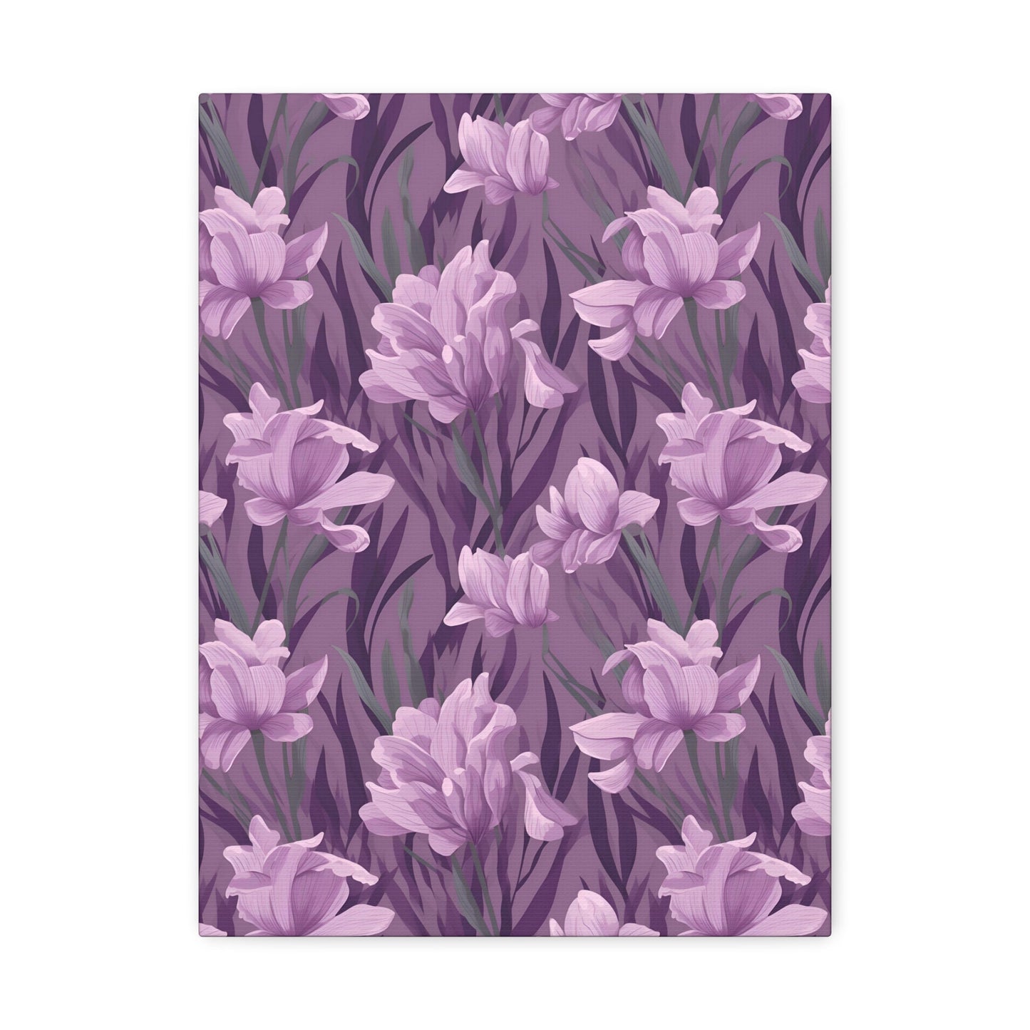 Springtime Violet Harmony - Delicate Purple Blooms Design Canvas Wall Art - Pattern Symphony