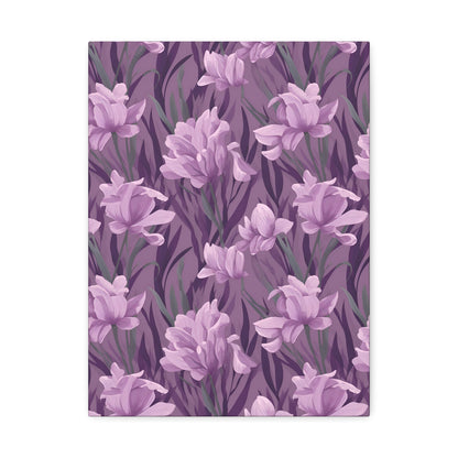 Springtime Violet Harmony - Delicate Purple Blooms Design Canvas Wall Art - Pattern Symphony