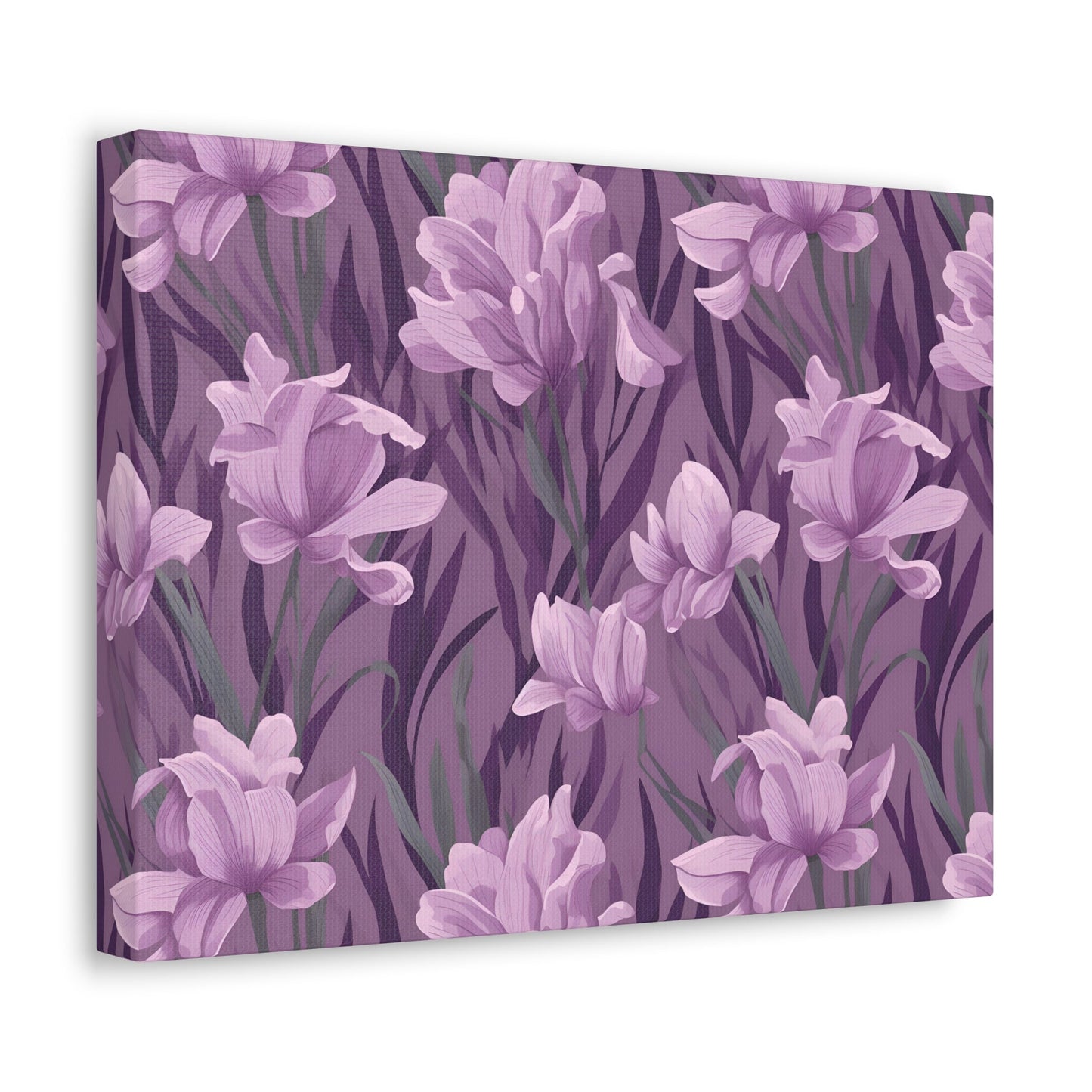 Springtime Violet Harmony - Delicate Purple Blooms Design Canvas Wall Art - Pattern Symphony