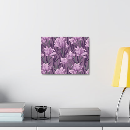 Springtime Violet Harmony - Delicate Purple Blooms Design Canvas Wall Art - Pattern Symphony