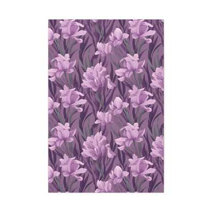 Springtime Violet Harmony - Delicate Purple Blooms Design Canvas Wall Art - Pattern Symphony