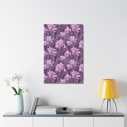 Springtime Violet Harmony - Delicate Purple Blooms Design Canvas Wall Art - Pattern Symphony