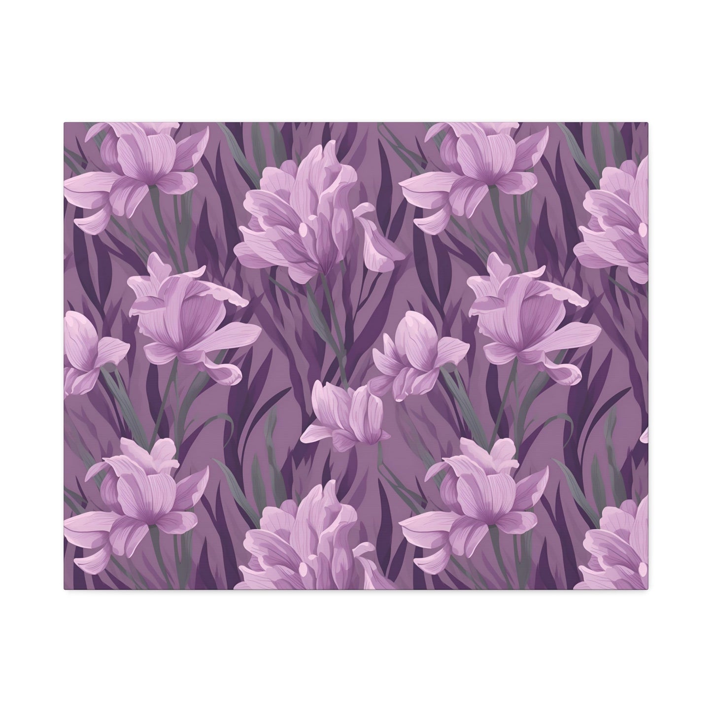 Springtime Violet Harmony - Delicate Purple Blooms Design Canvas Wall Art - Pattern Symphony