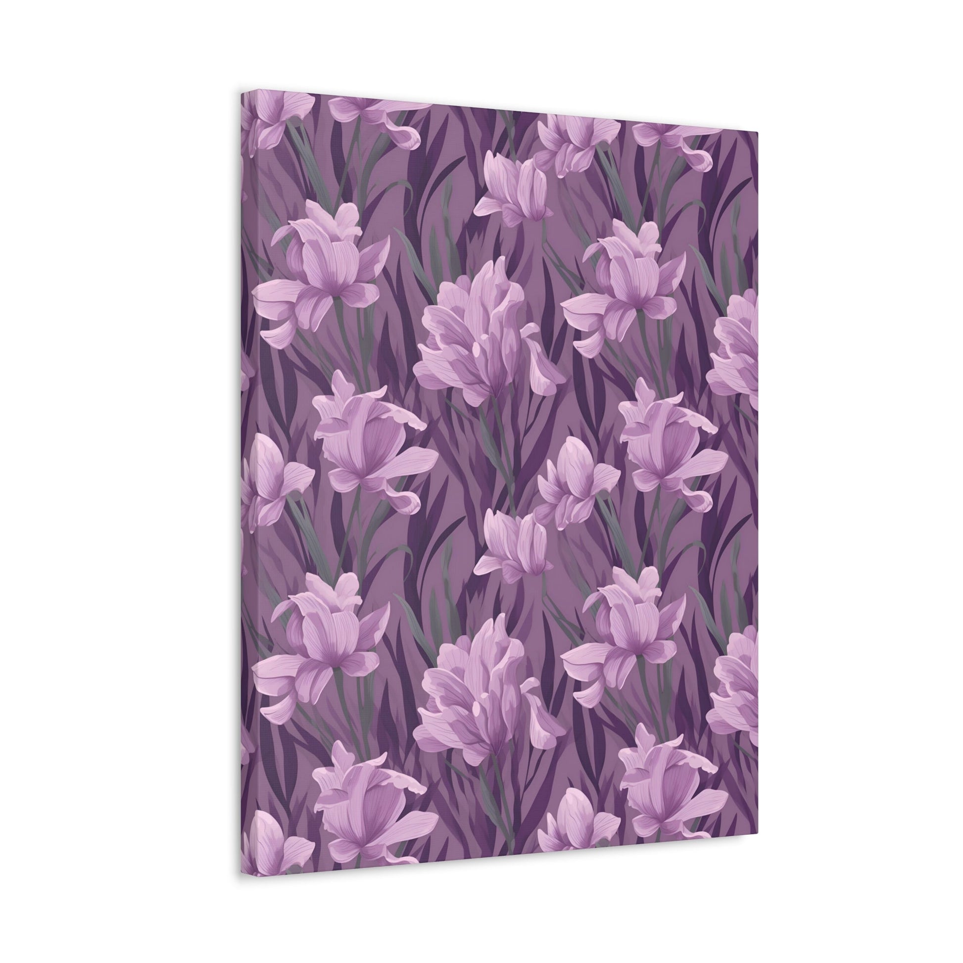 Springtime Violet Harmony - Delicate Purple Blooms Design Canvas Wall Art - Pattern Symphony