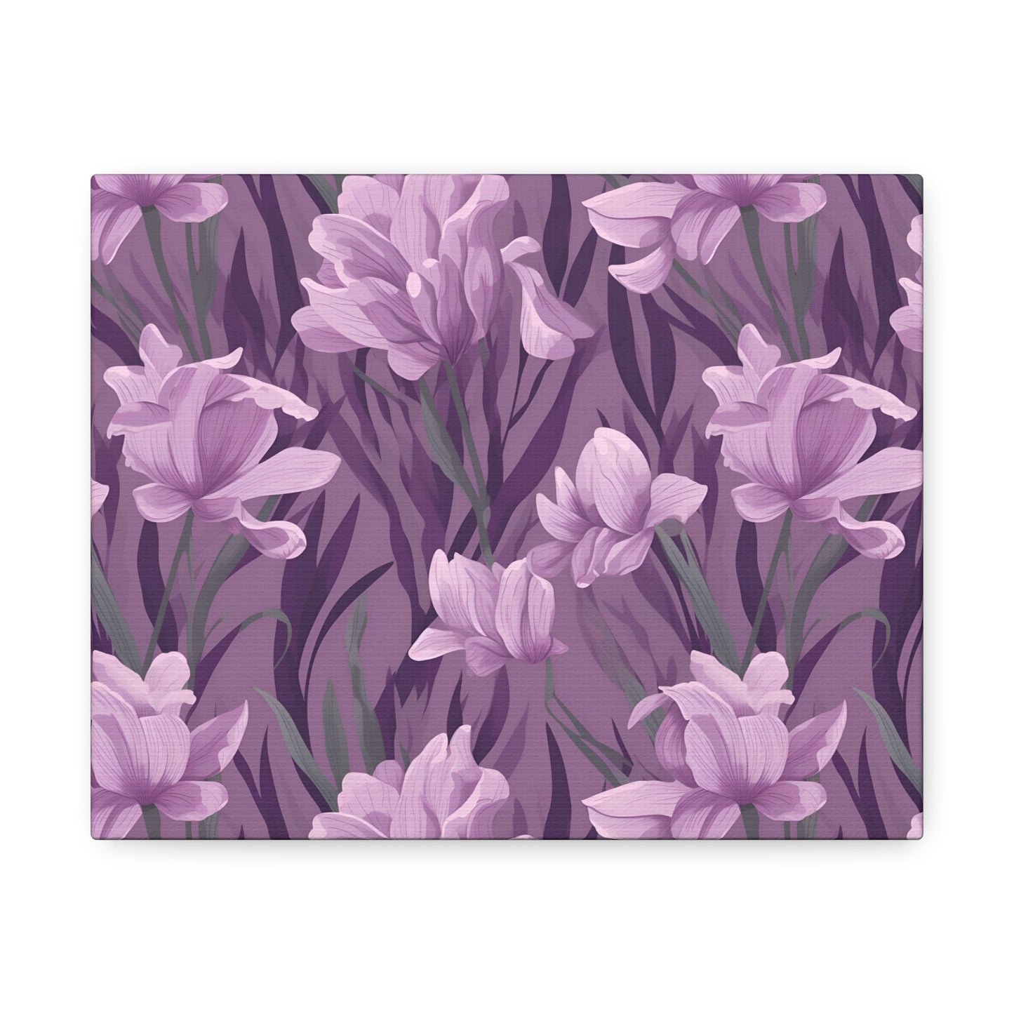 Springtime Violet Harmony - Delicate Purple Blooms Design Canvas Wall Art - Pattern Symphony