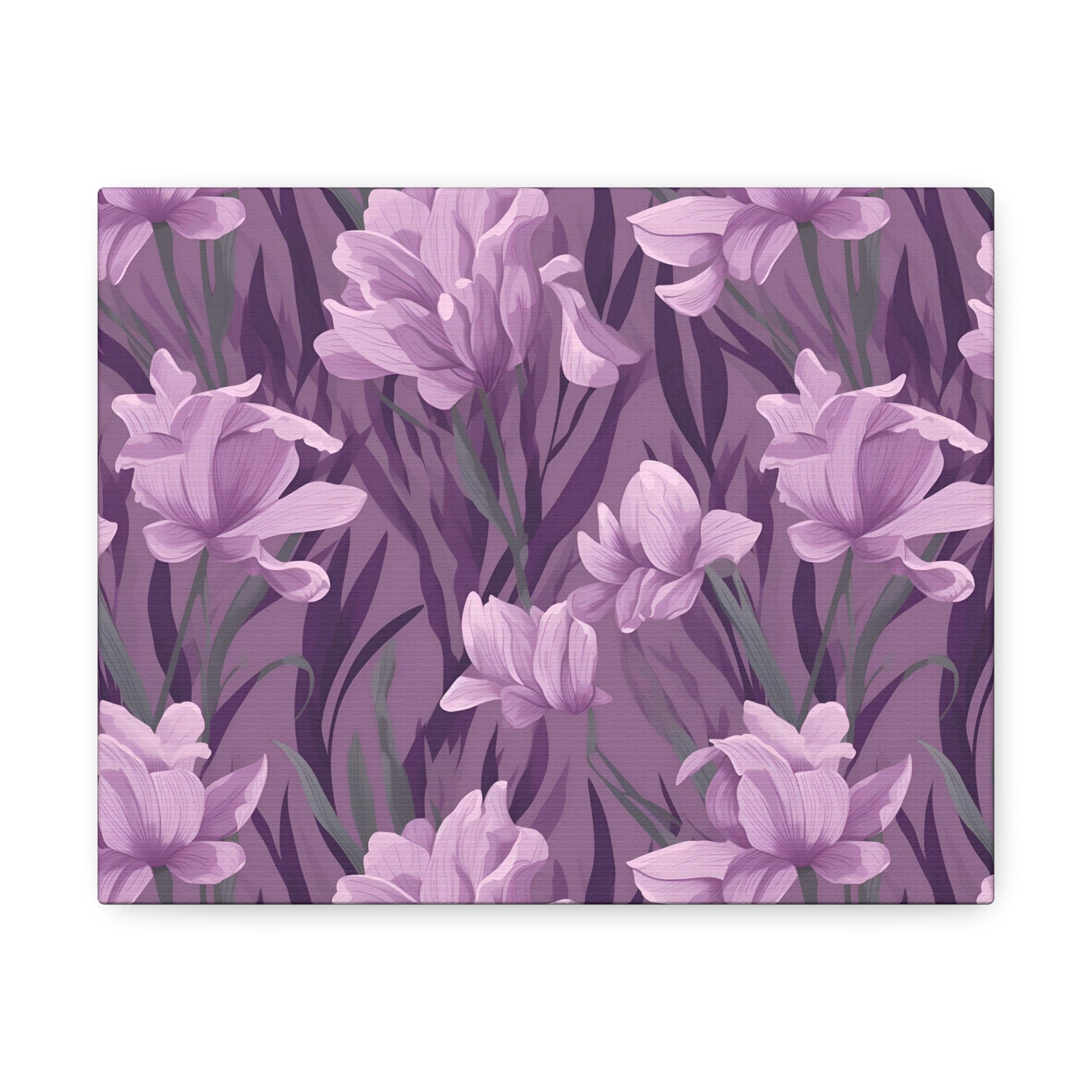 Springtime Violet Harmony - Delicate Purple Blooms Design Canvas Wall Art - Pattern Symphony