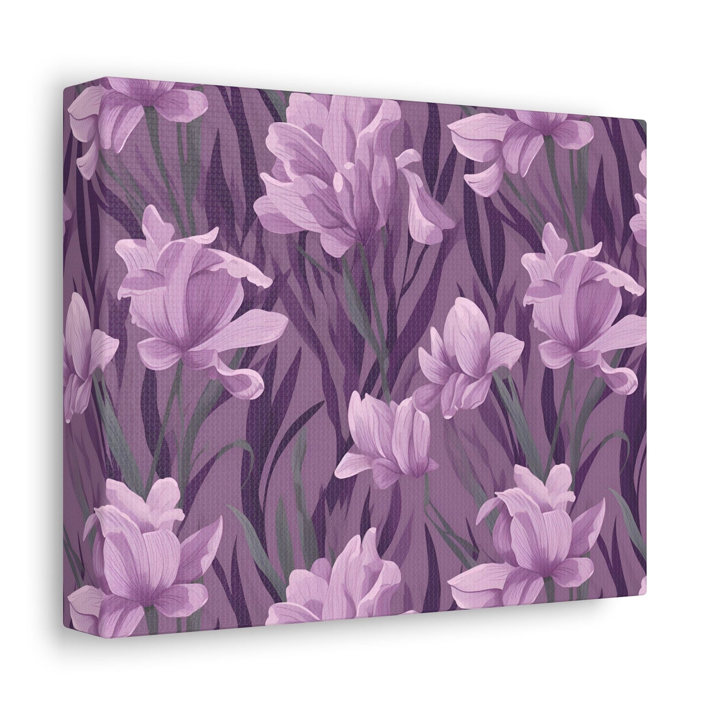 Springtime Violet Harmony - Delicate Purple Blooms Design Canvas Wall Art - Pattern Symphony