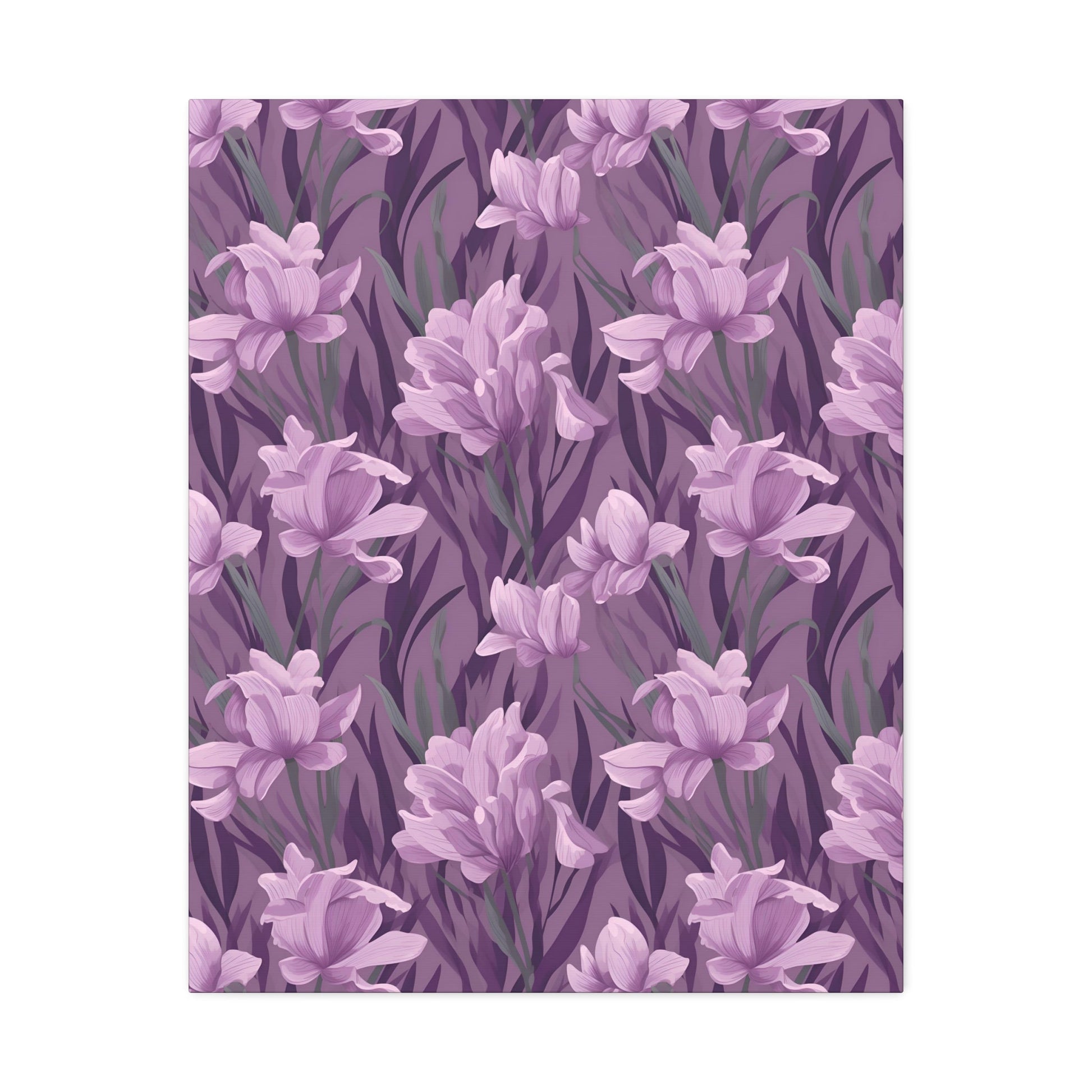 Springtime Violet Harmony - Delicate Purple Blooms Design Canvas Wall Art - Pattern Symphony