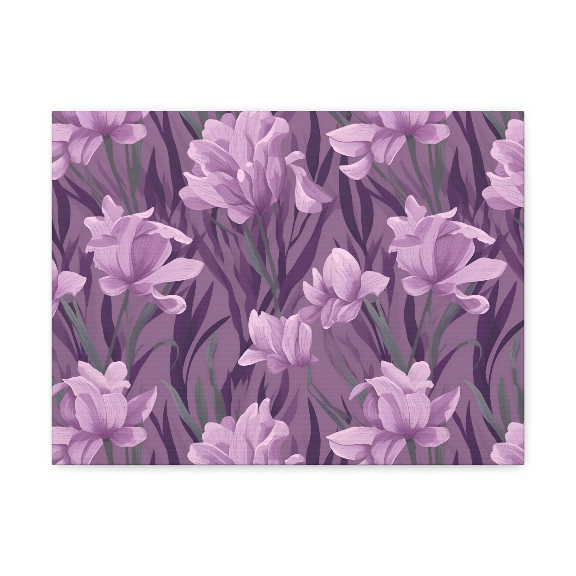 Springtime Violet Harmony - Delicate Purple Blooms Design Canvas Wall Art - Pattern Symphony