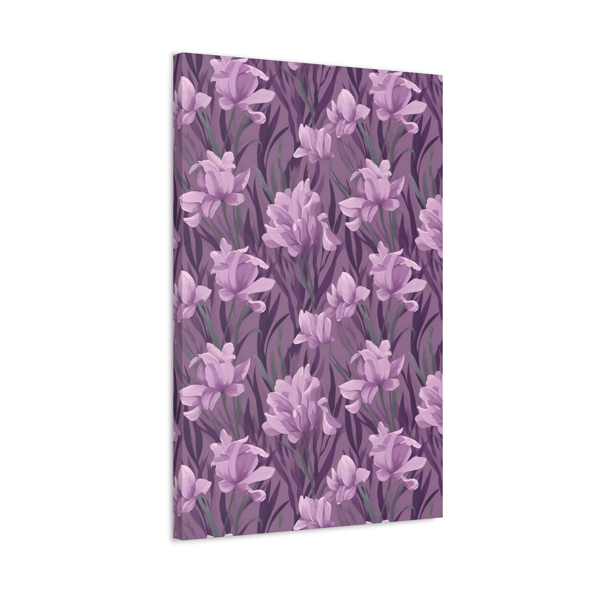 Springtime Violet Harmony - Delicate Purple Blooms Design Canvas Wall Art - Pattern Symphony