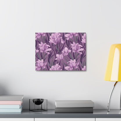 Springtime Violet Harmony - Delicate Purple Blooms Design Canvas Wall Art - Pattern Symphony