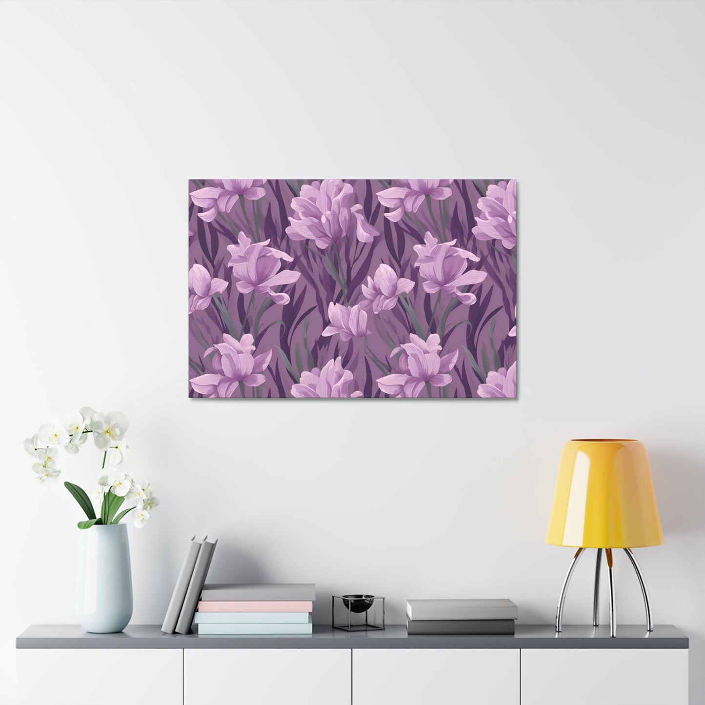 Springtime Violet Harmony - Delicate Purple Blooms Design Canvas Wall Art - Pattern Symphony