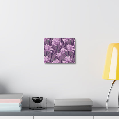 Springtime Violet Harmony - Delicate Purple Blooms Design Canvas Wall Art - Pattern Symphony