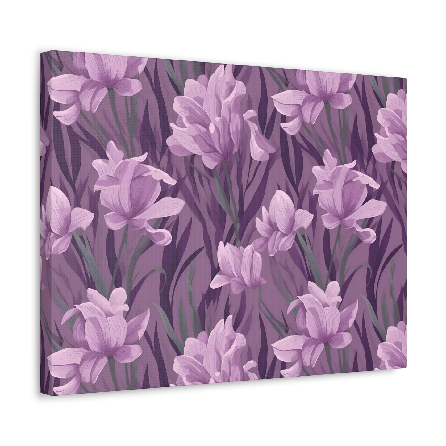 Springtime Violet Harmony - Delicate Purple Blooms Design Canvas Wall Art - Pattern Symphony