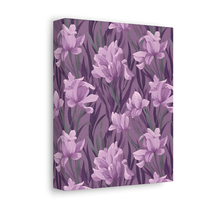 Springtime Violet Harmony - Delicate Purple Blooms Design Canvas Wall Art - Pattern Symphony