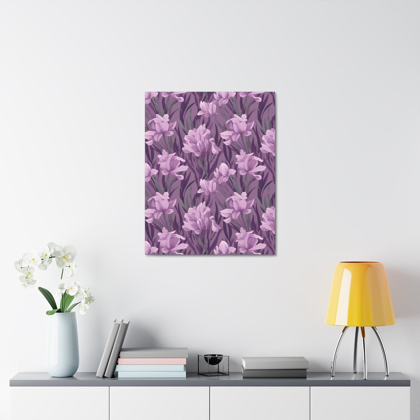 Springtime Violet Harmony - Delicate Purple Blooms Design Canvas Wall Art - Pattern Symphony