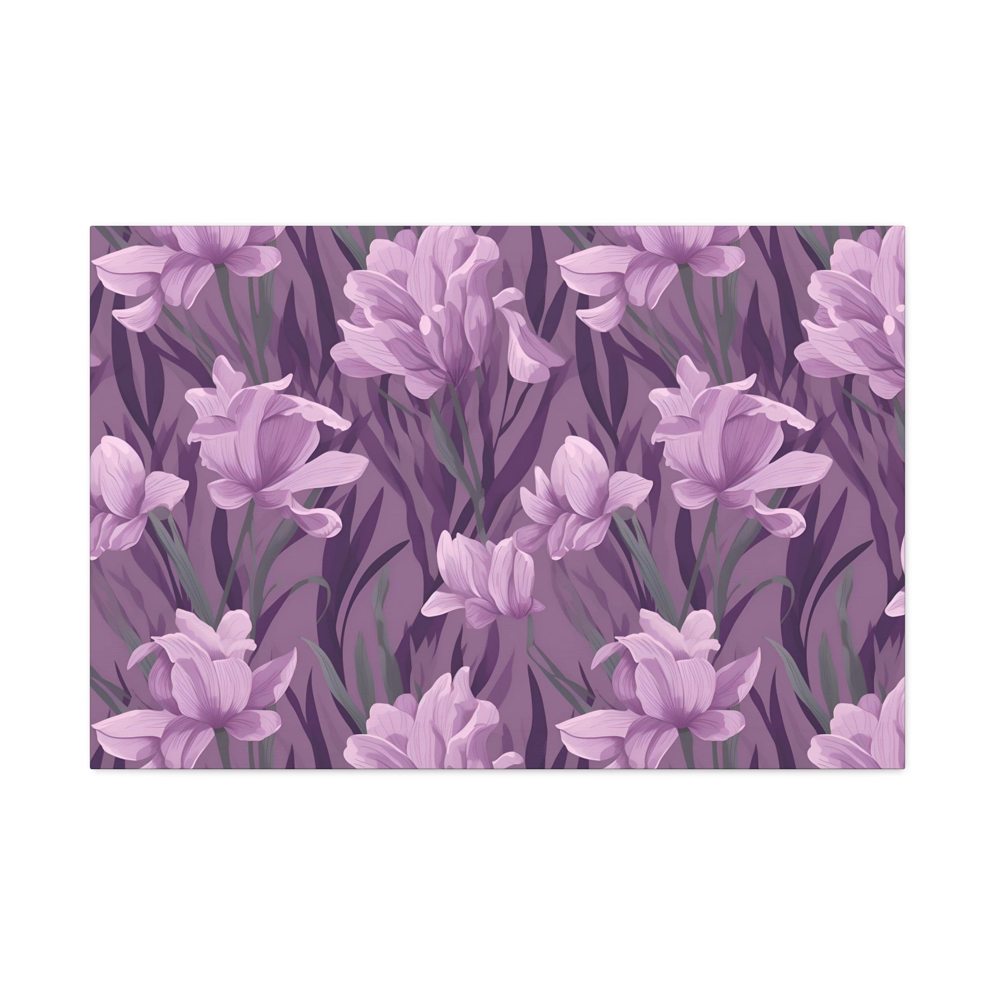 Springtime Violet Harmony - Delicate Purple Blooms Design Canvas Wall Art - Pattern Symphony