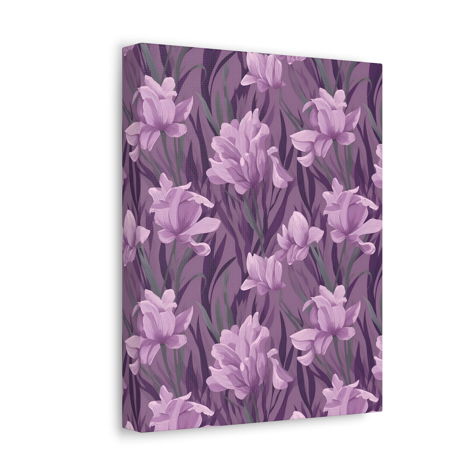 Springtime Violet Harmony - Delicate Purple Blooms Design Canvas Wall Art - Pattern Symphony