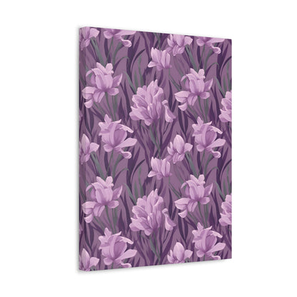 Springtime Violet Harmony - Delicate Purple Blooms Design Canvas Wall Art - Pattern Symphony