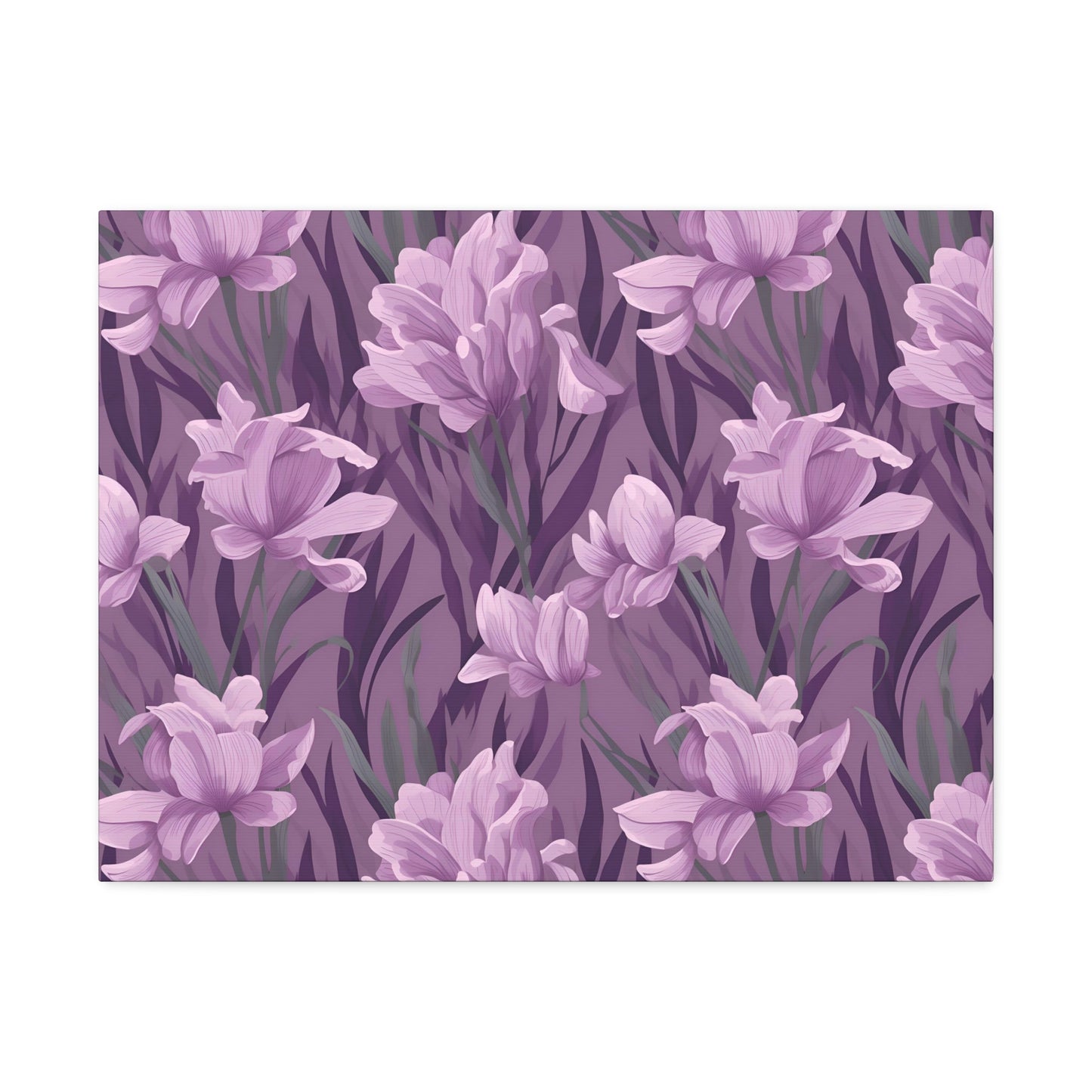 Springtime Violet Harmony - Delicate Purple Blooms Design Canvas Wall Art - Pattern Symphony