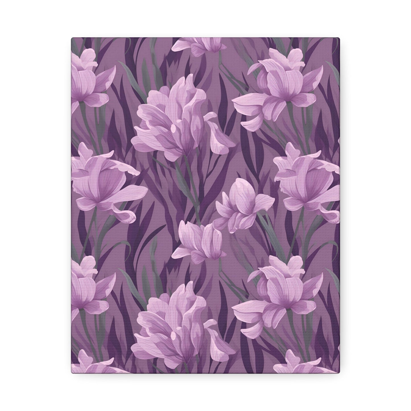 Springtime Violet Harmony - Delicate Purple Blooms Design Canvas Wall Art - Pattern Symphony