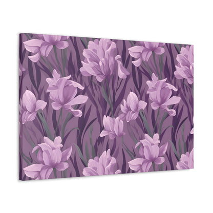 Springtime Violet Harmony - Delicate Purple Blooms Design Canvas Wall Art - Pattern Symphony