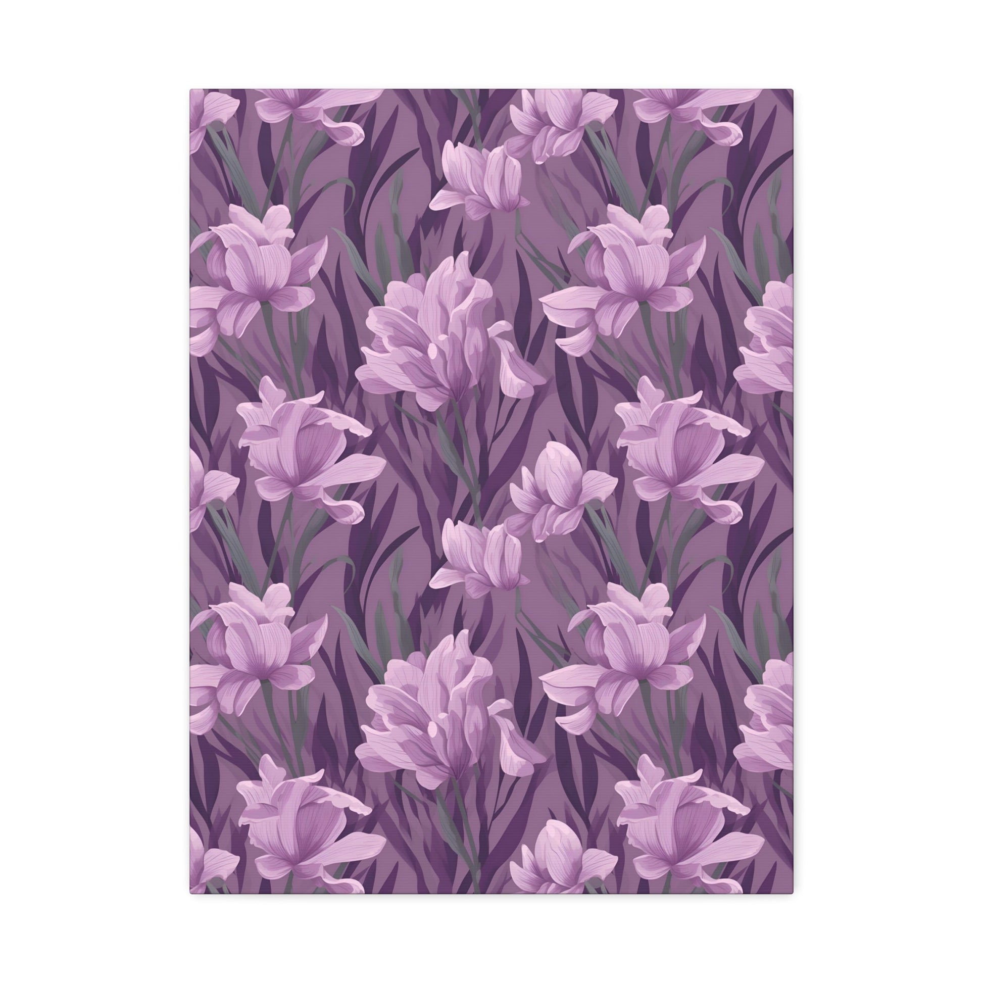 Springtime Violet Harmony - Delicate Purple Blooms Design Canvas Wall Art - Pattern Symphony